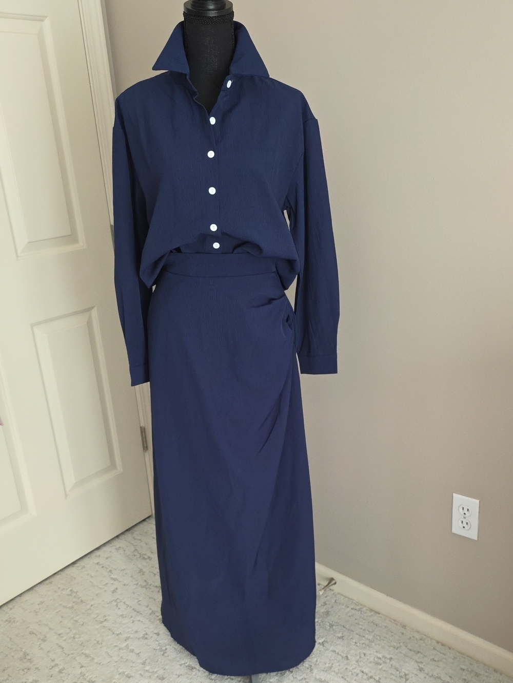 Classic Navy Maxi Skirt & Top for Women